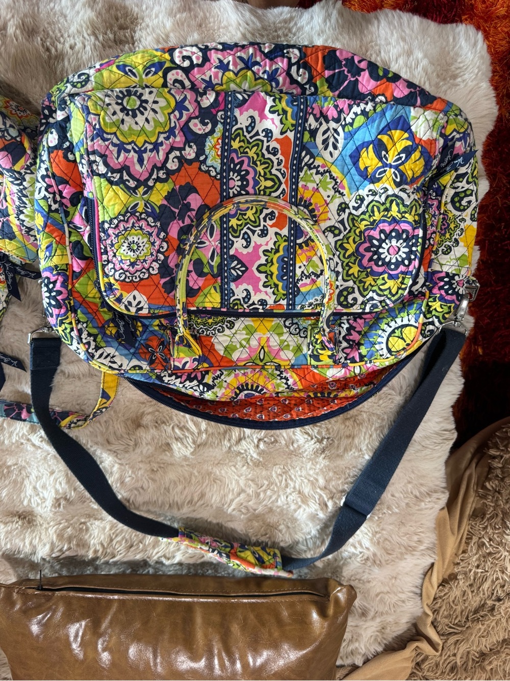 Quilted Floral Crossbody Bag - Multicolor and back pack